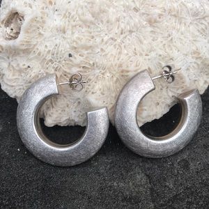 Brushed Silver Hoop Earrings